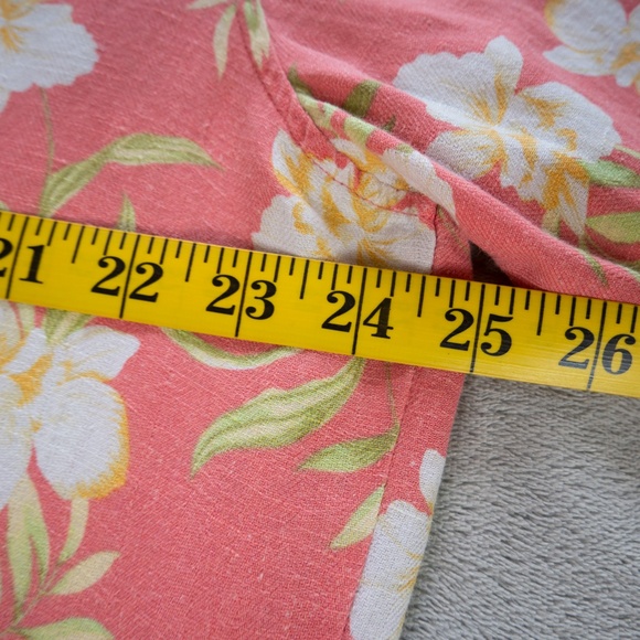 28 Palms Men Pink Floral Hawaiian Shirt Size XL Silk Linen Tropical Short Sleeve - Picture 9 of 13